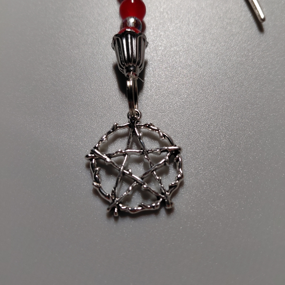 BOOK JEWELRY Beaded Book Mark With Pentagram Focal Glass Crystal Beads - Picture 6 of 7